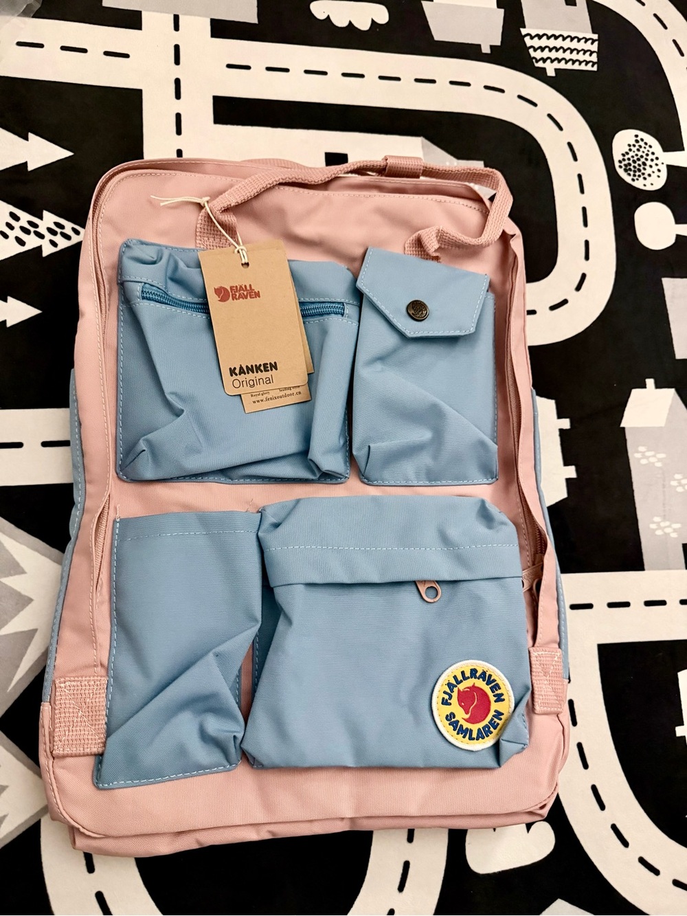 Fjällräven Kånken Flatpack Backpack - Dusty Pink & Light Blue